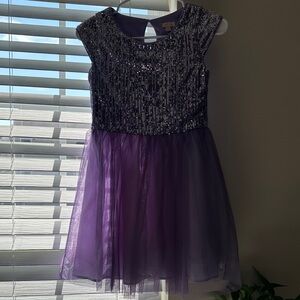 Girl’s Purple Sequin Tulle Party Dress